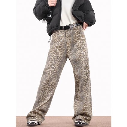 Široké kalhoty s leopardím vzorem (Barva (varianta) Viz foto, Velikost XL)