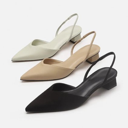 Dámské lodičky elegantní s páskem za patu (Barva Černá, Velikost 35)