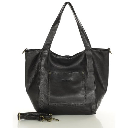 Městská kožená kabelka shopper (Barva Černá)