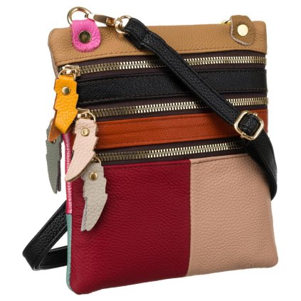 Dámská patchwork kabelka z přírodní kůže