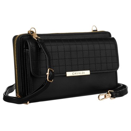 Elegantní mini peněženka s dlouhým odnímatelným popruhem (Barva Černá)