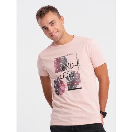 Pánské tričko s potiskem - bledá V2 (PALE ROSE) - ESPIR (Velikost S, Barva Růžová)