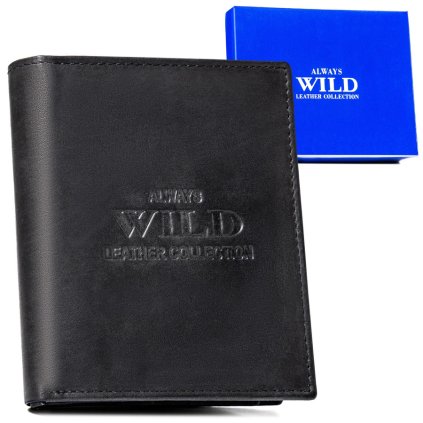Velká kožená pánská peněženka - Always Wild (Barva Černá)