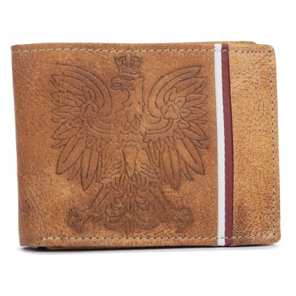 Velká, vlastenecká pánská peněženka se systémem RFID (Barva světle hnědá)