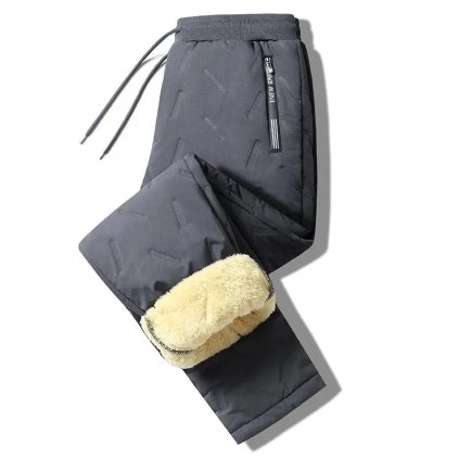 Zimní pánské kalhoty zateplené s plyšem (Barva Šedá, Velikost 4XL)