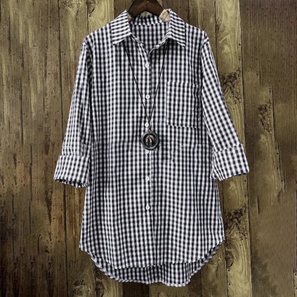 Dámská dlouhá vzorovaná košile (Barva Růžová, Velikost 2XL)