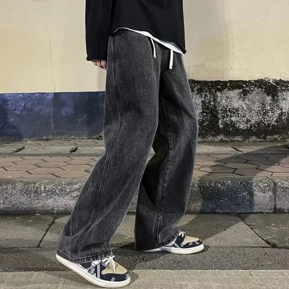 Pánské široké džíny (Barva Šedá, Velikost 3XL)