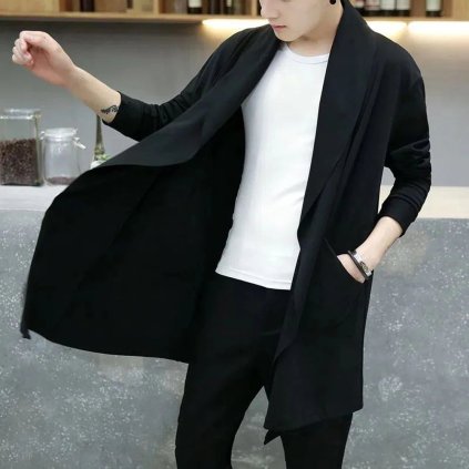 Pánský stylový kardigan oversize (Barva (varianta) Black Hood, Velikost S)