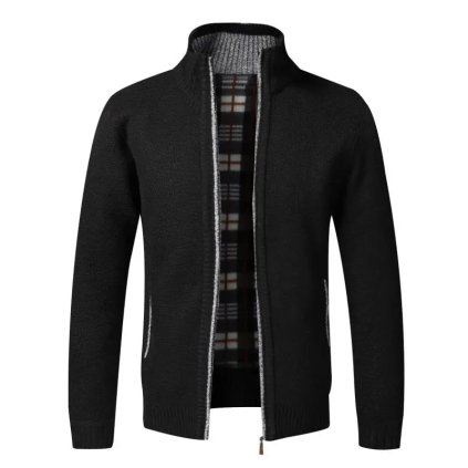 Zimní pánský svetr na zip Cardigan (Barva Béžová, Velikost 2XL)