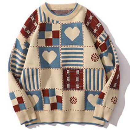 Unisex oversize svetr se srdíčky