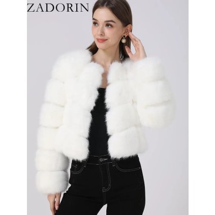 Krátký kožich crop bunda s prošíváním (Barva Khaki, Velikost S)