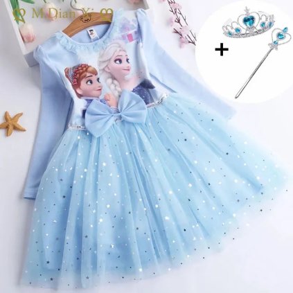 Dívčí šaty na večer Frozen (Barva Modrá, Velikost 7T)