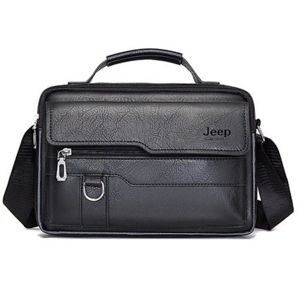 Pánská crossbody kožená taška messenger (Barva Černá)