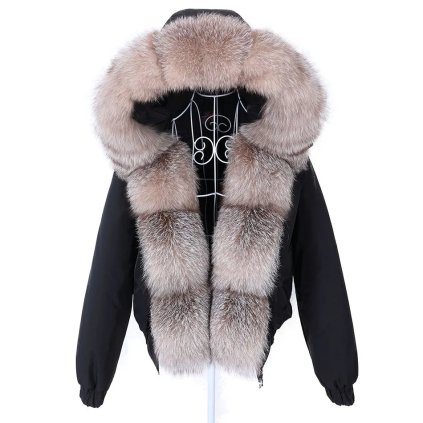 Luxusní parka, podšívka králík a kožich liška (Barva (varianta) 6, Velikost S)