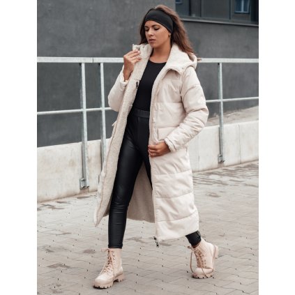 Dámská bunda zimní GLAMPUFF oboustranná prošívaná s kapucí TY4605 (Velikost S, Barva Béžová)