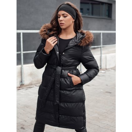 Dámská zimní bunda prošívaná s kožíškem STYLEBELLA TY4608 (Velikost S, Barva Černá)