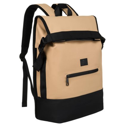 Rolovací městský batoh s vnější kapsou na zip (Barva Béžová)