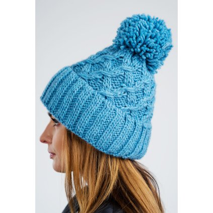 Teplá dámská vlněná čepice s bambulí CZ08 (Velikost ONE SIZE, Barva Béžová)