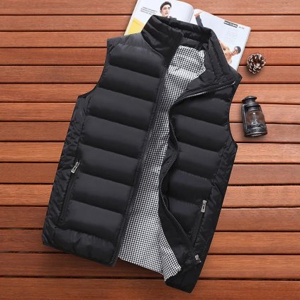 Pánská prošívaná vesta na zimu (Barva Modrá, Velikost 4XL)