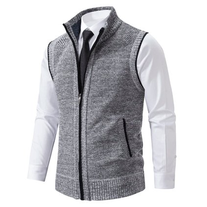 Vlněná pánská vesta se zipem (Barva (varianta) 8816 Light grey, Velikost M)