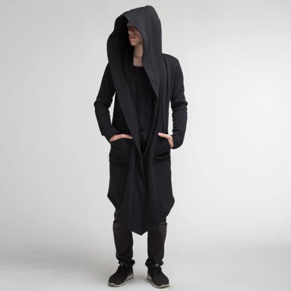 Pánský dlouhý kardigan s kapucí (Barva (varianta) Zelená, Velikost 2XL)