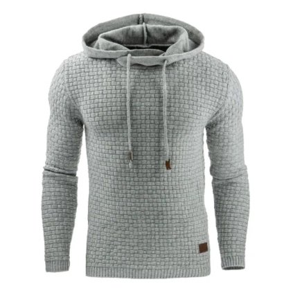 Pánská svetr s kapucí vzor kostkovaný (Barva Tmavě modrá, Velikost 2XL)