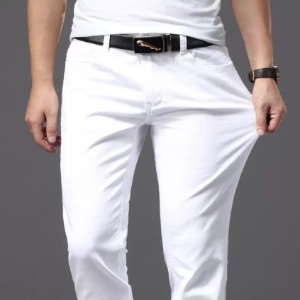 Pánské bílé džíny Casual Classic slim (Barva Bílá, Velikost 36)
