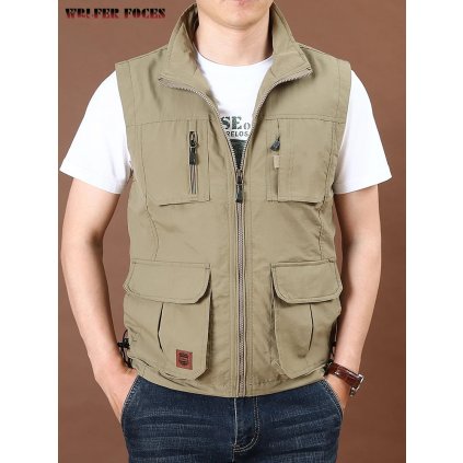 Pánská vesta s kapsami (Barva (varianta) 7838 Khaki, Velikost 6XL)