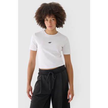 Dámské Bavlněné Tričko Slim Cropped 4F 4FWAW24TTSHF1701-10S
