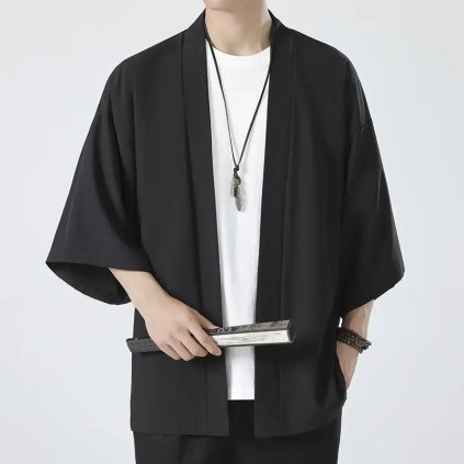 Pánský kardigan 3/4 rukáv kimono