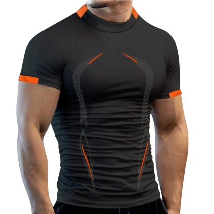 Sportovní pánské tričko prodyšné obepínají (Barva Černá, Velikost 5XL)