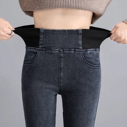 Dámské skinny džíny s elastickým pasem (Barva Grafitová, Velikost 26)