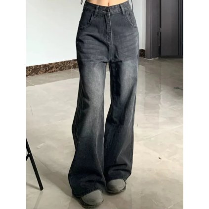 Dámské dlouhé džíny High Waist (Barva Černá, Velikost L)