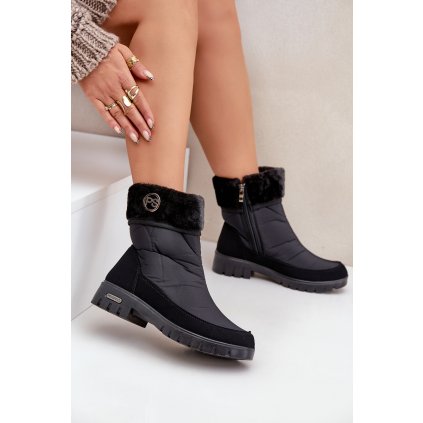 Dámské Módní zateplené sněhule Progress PROGJ-21-13 (Velikost 38, Barva Černá)