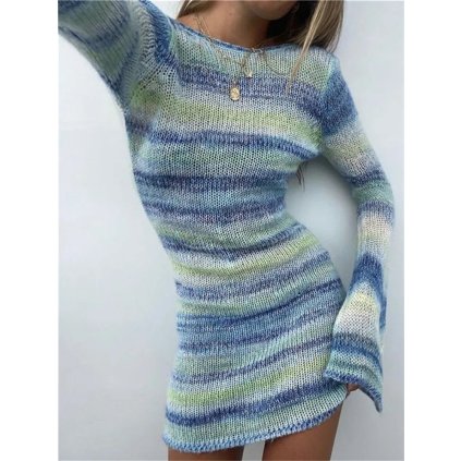 Bodycon šaty pletené (Barva Modrá, Velikost S)