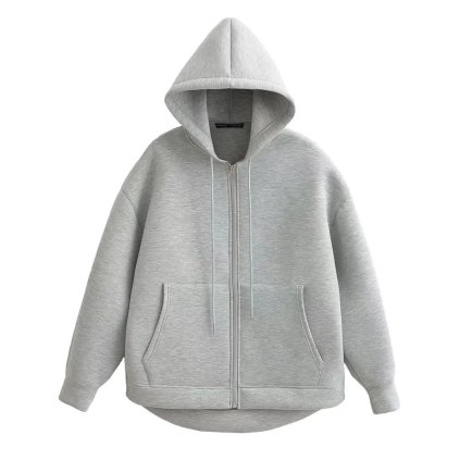Masivní mikina na zip (Barva Šedá, Velikost XS)