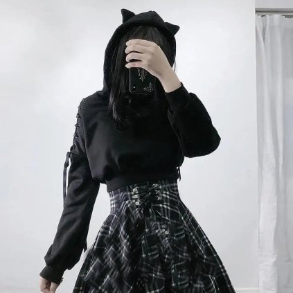Dámský top kočka se šněrováním na ramenou (Barva (varianta) B2-Black, Velikost L)