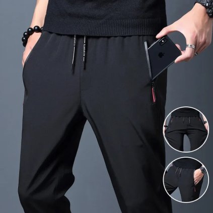 Pánské kalhoty se stahovaním v pase (Barva Tmavě šedá, Velikost 4XL)