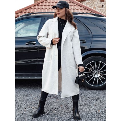 Dámský kabát oversize AVELINNI dlouhý rybí kost NY0700 (Velikost ONE SIZE, Barva Béžová)