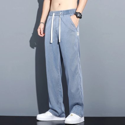 Volné pánské džíny se šňůrkou v pase (Barva (varianta) Grey-02, Velikost 4XL)