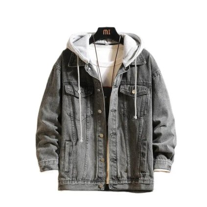Džínová bunda oversize s odnímatelnou kapucí
