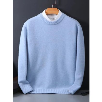 Pánský svetr s kulatým výstřihem (Barva Světle hnědá, Velikost 3XL)