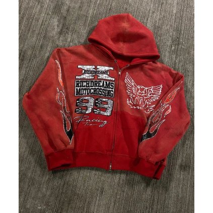 Motorkářská mikina unisex s nápisy, na zip (Barva (varianta) AA, Velikost S)