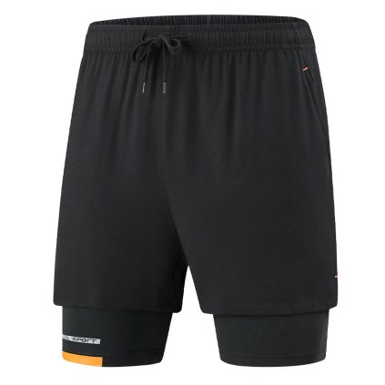 Sportovní pánské šortky s dvojitými nohavicemi (Barva (varianta) 2258 Black, Velikost S)