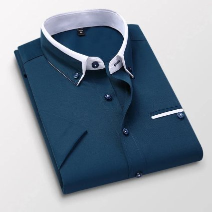 Pánská elegantní košile s kontrastním límečkem (Barva (varianta) DarkBlue Shirt, Velikost L)