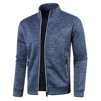 Pánský cardigan na zip (Barva Světle šedá, Velikost 4XL)
