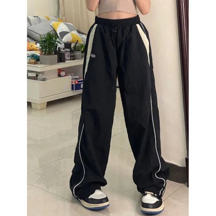 Dámské široké tepláky extra dlouhé s vysokým pasem (Barva Černá, Velikost 2XL)
