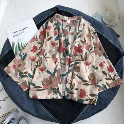 Dámská šifonová halenka s květinami (Barva Grafitová, Velikost 2XL)
