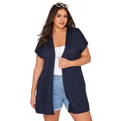 Dámský kimono kardigan volný plus size (Barva Tmavě modrá, Velikost 8XL)