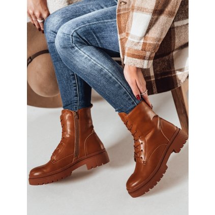 Dámské kotníkové boty workery STYLOBOSS ZY0520 (Velikost 38, Barva Světle hnědá)